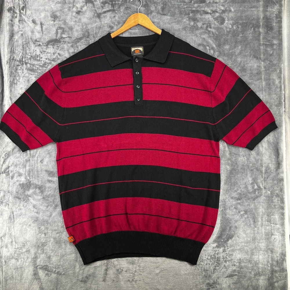 FB County Charlie Brown Polo Shirt Men's 6XL Big & Tall Red Black Cholo Lowrider